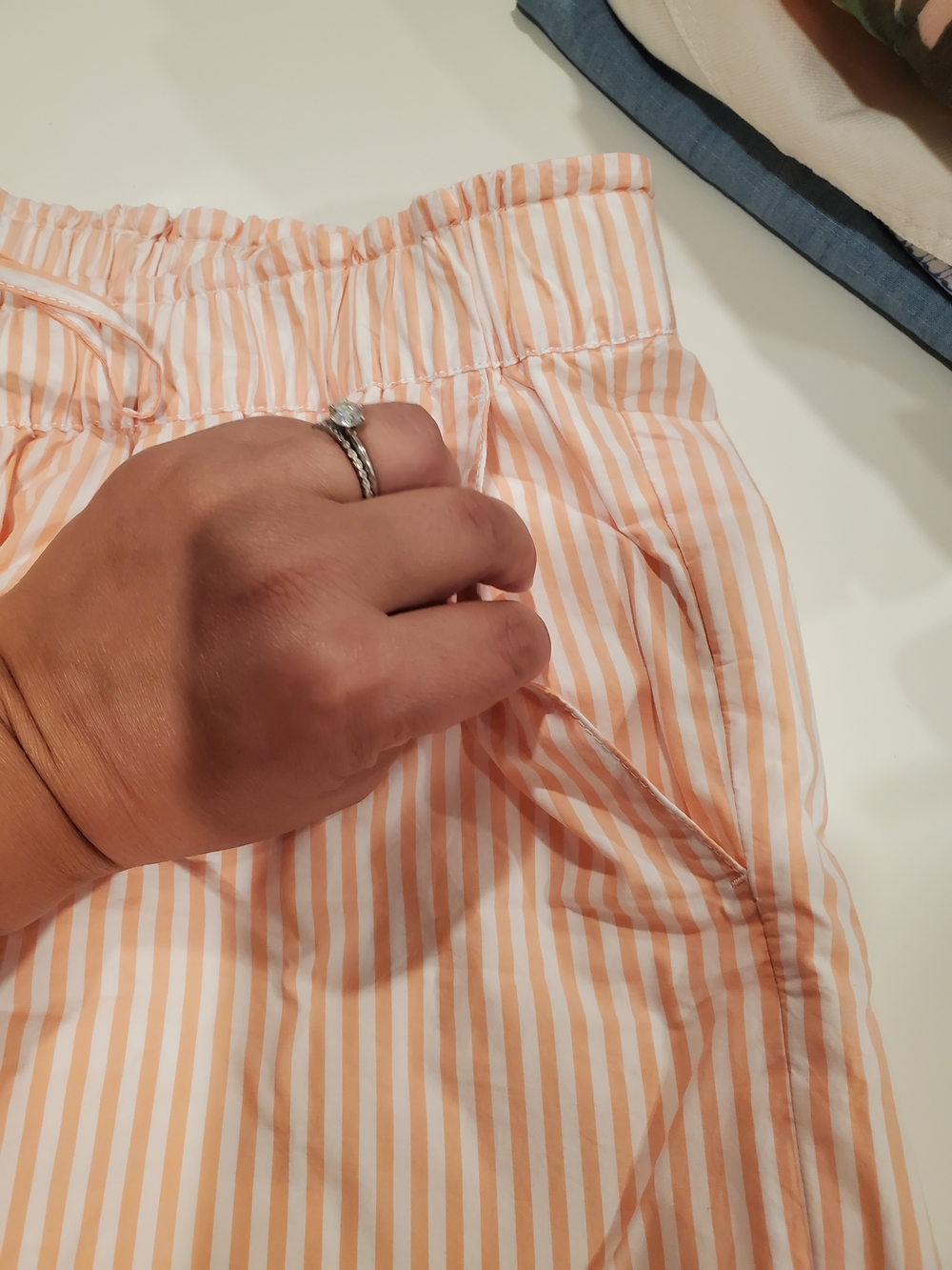 J. Crew Peach & White Striped Wide Leg Pants